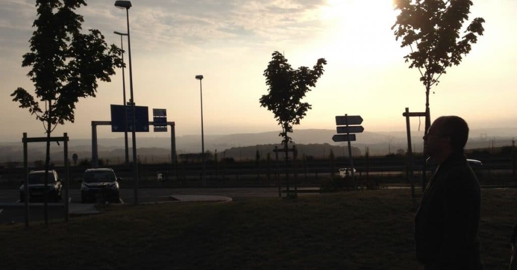 Mindset change looking at early morning view of parking in France